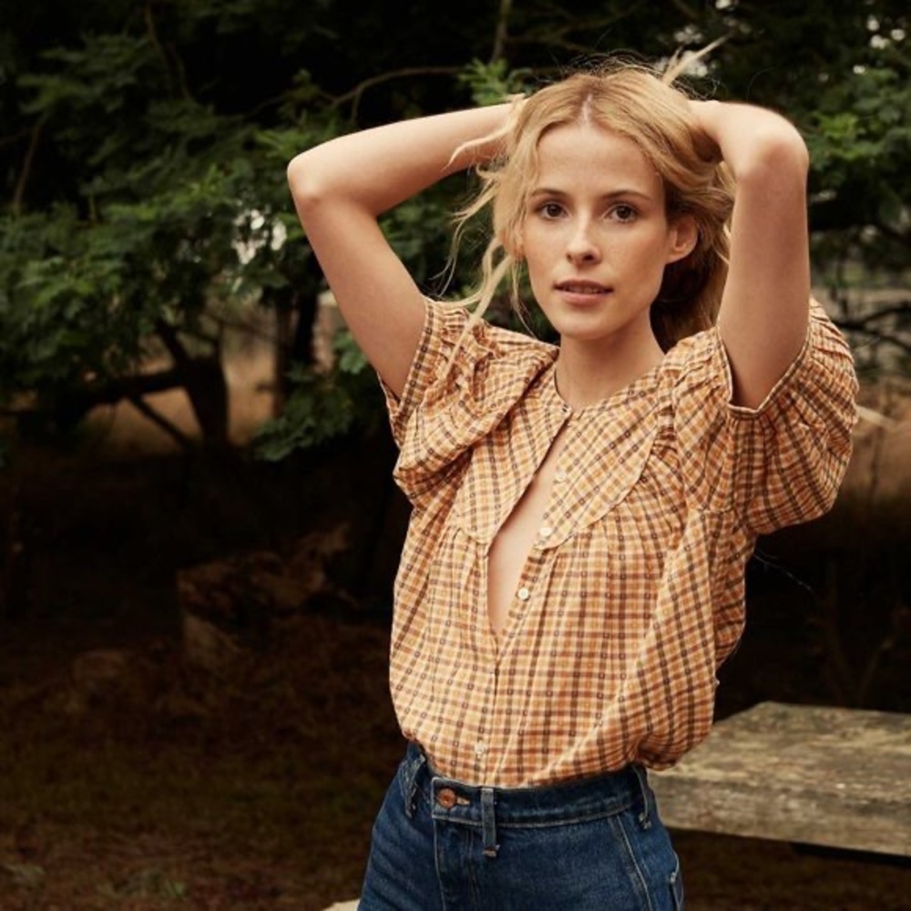 Doen Brenna Top Small Orange Plaid